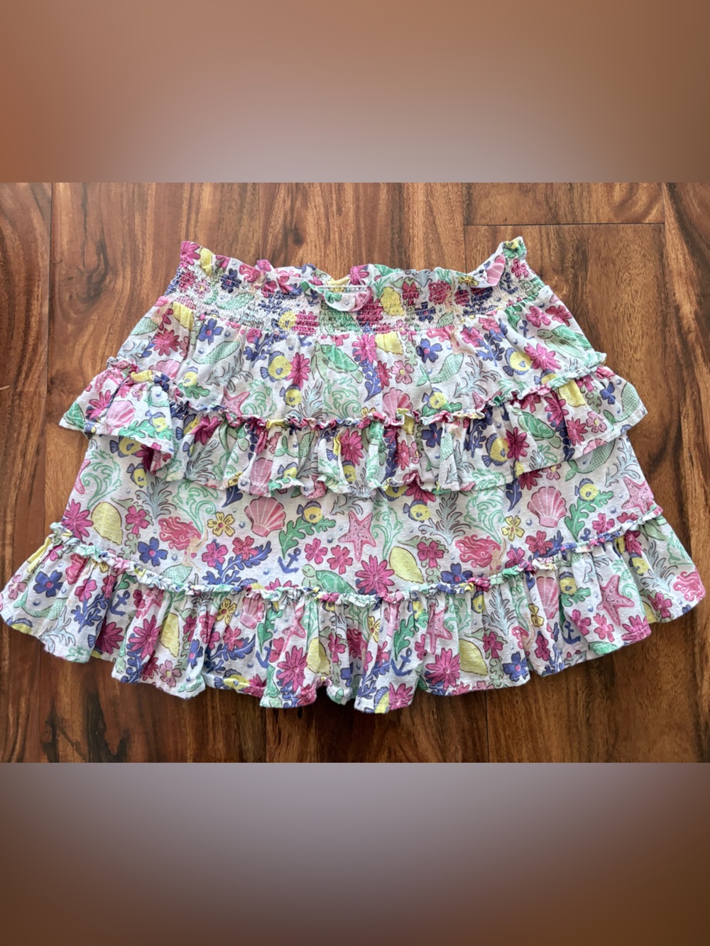 Mini Boden Girls Frill Jersey Skort In Ocean Print 5 6 Years Fish Sea Turtles